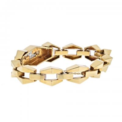 David Webb DAVID WEBB 18K YELLOW GOLD LIGHTING BOLT MODERN LINK CUBIST DESIGN BRACELET