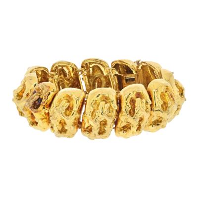 David Webb DAVID WEBB 18K YELLOW GOLD NUGGET FINISH CHUNKY LINK BRACELET