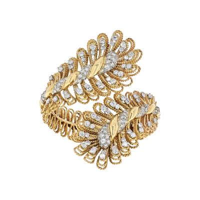 David Webb DAVID WEBB 18K YELLOW GOLD ORNATE CROSSOVER DIAMOND BRACELET