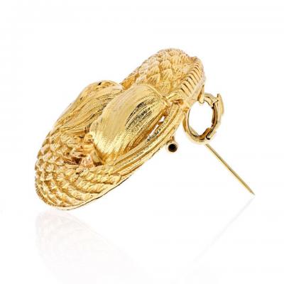 David Webb DAVID WEBB 18K YELLOW GOLD PISCES ZODIAC MEDALLION BROOCH PENDANT