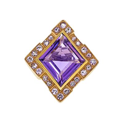 David Webb DAVID WEBB 18K YELLOW GOLD PURPLE AMETHYST RHOMBUS RING