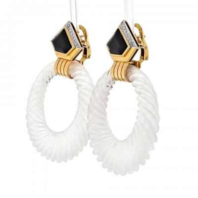 David Webb DAVID WEBB 18K YELLOW GOLD ROCK CRYSTAL HOOP EARRINGS