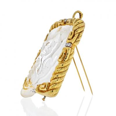 David Webb DAVID WEBB 18K YELLOW GOLD ROCK CRYSTAL MONKEY PENDANT