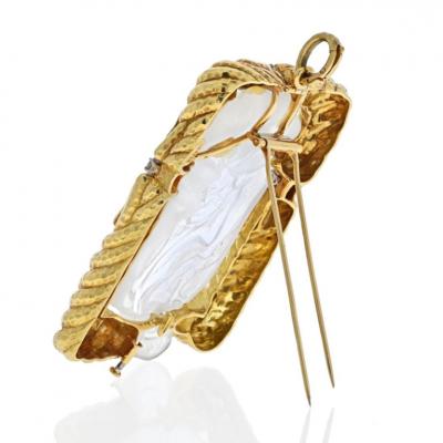 David Webb DAVID WEBB 18K YELLOW GOLD ROCK CRYSTAL MONKEY PENDANT