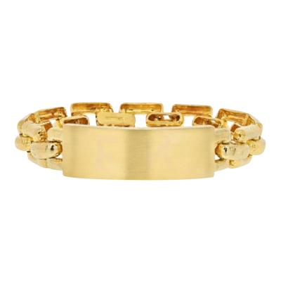 David Webb DAVID WEBB 18K YELLOW GOLD SATIN FINISH ID TAG CHAIN BRACELET