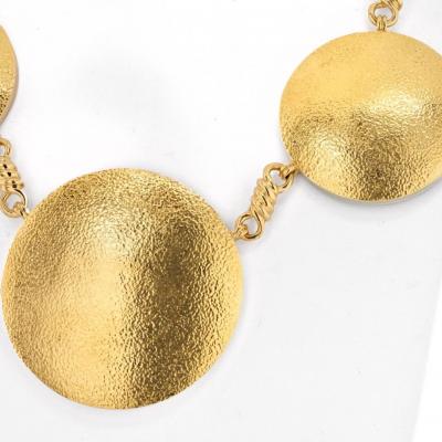David Webb DAVID WEBB 18K YELLOW GOLD SOLAR HAMMERED DISK NECKLACE