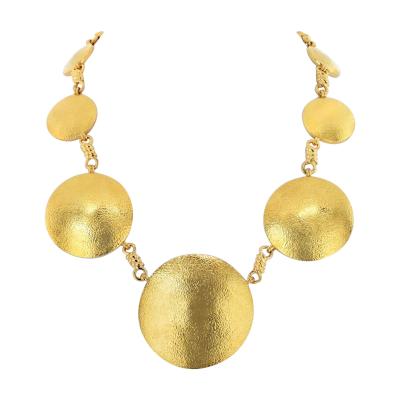 David Webb DAVID WEBB 18K YELLOW GOLD SOLAR HAMMERED DISK NECKLACE