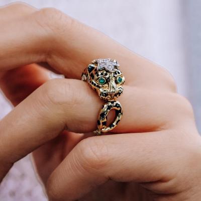 David Webb DAVID WEBB 18K YELLOW GOLD SPOTTED LEOPARD DIAMOND RING