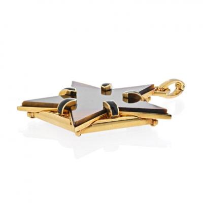 David Webb DAVID WEBB 18K YELLOW GOLD TIGER EYE STAR PENDANT