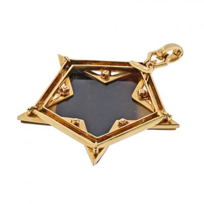 David Webb DAVID WEBB 18K YELLOW GOLD TIGER EYE STAR PENDANT