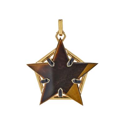 David Webb DAVID WEBB 18K YELLOW GOLD TIGER EYE STAR PENDANT