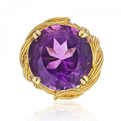 David Webb DAVID WEBB 1970S 18K YELLOW GOLD VINTAGE AMETHYST RING