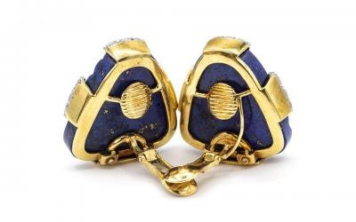 David Webb DAVID WEBB 1970S PLATINUM 18K YELLOW GOLD 2 75 CARAT LAPIS LAZULI EARRINGS
