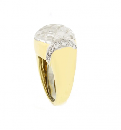 David Webb DAVID WEBB CARVED ROCK CRYSTAL AND DIAMOND RING