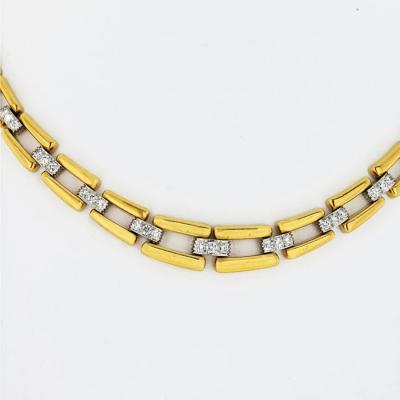 David Webb DAVID WEBB COLLAR PLATINUM 18K YELLOW GOLD OPEN LINK DIAMOND CHAIN NECKLACE