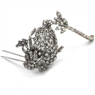 David Webb DAVID WEBB FLOWER PLATINUM DIAMOND BROOCH