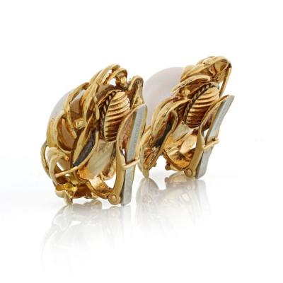 David Webb DAVID WEBB MABE PEARL 18K YELLOW GOLD CLIP EARRINGS