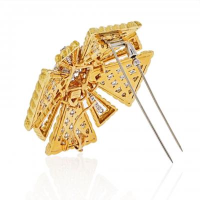 David Webb DAVID WEBB MALTESE CROSS PLATINUM 18K YELLOW GOLD 10 50CTS DIAMOND BROOCH