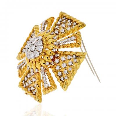 David Webb DAVID WEBB MALTESE CROSS PLATINUM 18K YELLOW GOLD 10 50CTS DIAMOND BROOCH