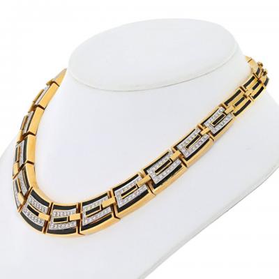 David Webb DAVID WEBB MANHATTAN MINIMALISM PARTHENON BLACK ENAMEL NECKLACE