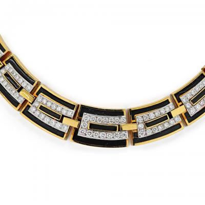 David Webb DAVID WEBB MANHATTAN MINIMALISM PARTHENON BLACK ENAMEL NECKLACE