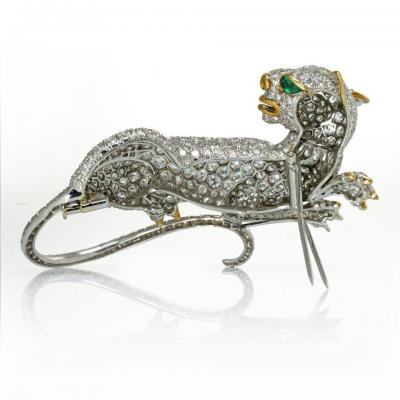 David Webb DAVID WEBB PANTHERE PLATINUM 18K WHITE GOLD 19 27 CTTW DIAMOND BROOCH