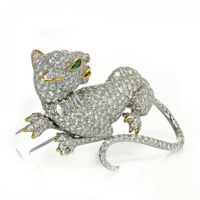 David Webb DAVID WEBB PANTHERE PLATINUM 18K WHITE GOLD 19 27 CTTW DIAMOND BROOCH