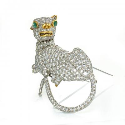 David Webb DAVID WEBB PANTHERE PLATINUM 18K WHITE GOLD 19 27 CTTW DIAMOND BROOCH