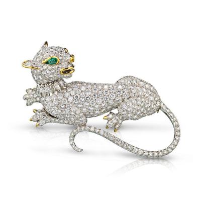 David Webb DAVID WEBB PANTHERE PLATINUM 18K WHITE GOLD 19 27 CTTW DIAMOND BROOCH