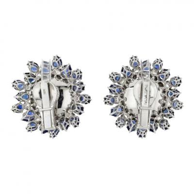 David Webb DAVID WEBB PLATINUM 18K WHITE GOLD SAPPHIRE DIAMOND PEARL EARRINGS