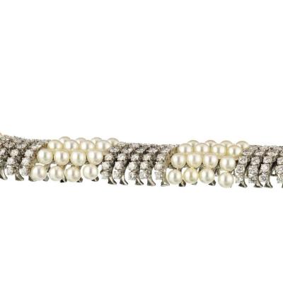 David Webb DAVID WEBB PLATINUM 18K WHITE GOLD WHITE PEARL DIAMOND BRACELET