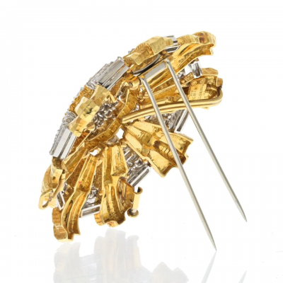David Webb DAVID WEBB PLATINUM 18K YELLOW GOLD 15 80CTS HERALDIC DIAMOND PENDANT BROOCH