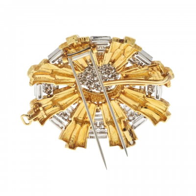 David Webb DAVID WEBB PLATINUM 18K YELLOW GOLD 15 80CTS HERALDIC DIAMOND PENDANT BROOCH
