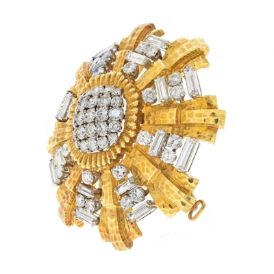 David Webb DAVID WEBB PLATINUM 18K YELLOW GOLD 15 80CTS HERALDIC DIAMOND PENDANT BROOCH