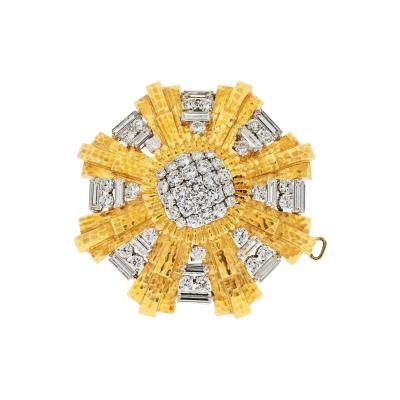 David Webb DAVID WEBB PLATINUM 18K YELLOW GOLD 15 80CTS HERALDIC DIAMOND PENDANT BROOCH