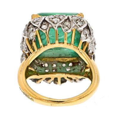 David Webb DAVID WEBB PLATINUM 18K YELLOW GOLD 1960S GREEN EMERALD SUGARLOAF RING