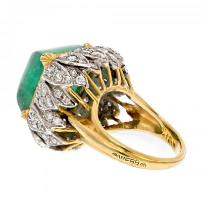 David Webb DAVID WEBB PLATINUM 18K YELLOW GOLD 1960S GREEN EMERALD SUGARLOAF RING