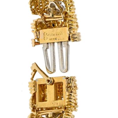 David Webb DAVID WEBB PLATINUM 18K YELLOW GOLD 1960S ROUND DIAMOND OPENWORK BRACELET