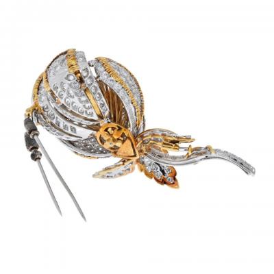 David Webb DAVID WEBB PLATINUM 18K YELLOW GOLD 20 00 CARAT DIAMOND FLOWER BROOCH