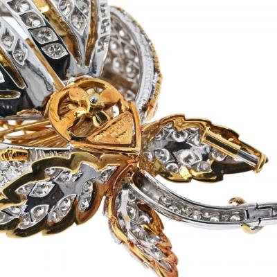 David Webb DAVID WEBB PLATINUM 18K YELLOW GOLD 20 00 CARAT DIAMOND FLOWER BROOCH