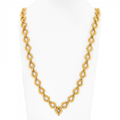 David Webb DAVID WEBB PLATINUM 18K YELLOW GOLD 31 INCHES TEXTURED LINK CHAIN NECKLACE