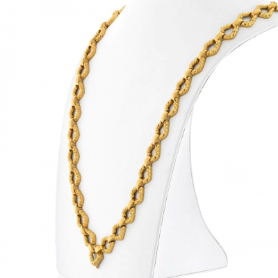 David Webb DAVID WEBB PLATINUM 18K YELLOW GOLD 31 INCHES TEXTURED LINK CHAIN NECKLACE
