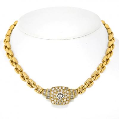 David Webb DAVID WEBB PLATINUM 18K YELLOW GOLD 6 40CTTW DIAMOND CHOKER NECKLACE