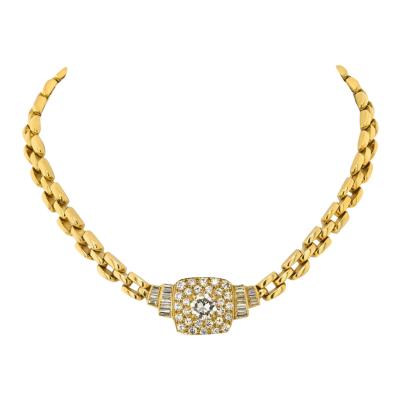 David Webb DAVID WEBB PLATINUM 18K YELLOW GOLD 6 40CTTW DIAMOND CHOKER NECKLACE