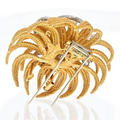 David Webb DAVID WEBB PLATINUM 18K YELLOW GOLD 8 CARAT DIAMOND SPRAY BROOCH