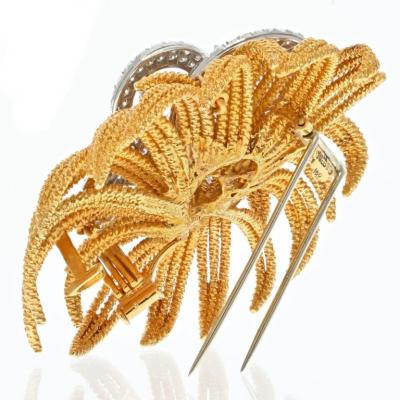 David Webb DAVID WEBB PLATINUM 18K YELLOW GOLD 8 CARAT DIAMOND SPRAY BROOCH