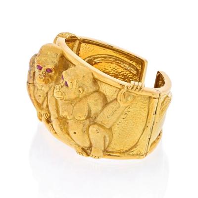 David Webb DAVID WEBB PLATINUM 18K YELLOW GOLD APES BRACELET
