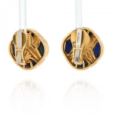 David Webb DAVID WEBB PLATINUM 18K YELLOW GOLD AZURMALACHITE EARRINGS