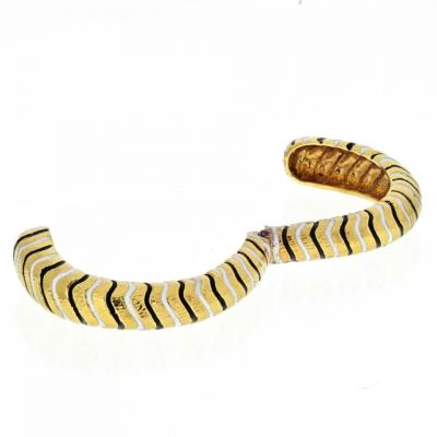 David Webb DAVID WEBB PLATINUM 18K YELLOW GOLD BANGLE BRACELET