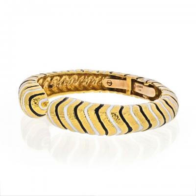 David Webb DAVID WEBB PLATINUM 18K YELLOW GOLD BANGLE BRACELET